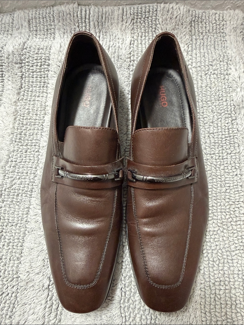 Hugo Brown Leather Slip-On Loafers for Men